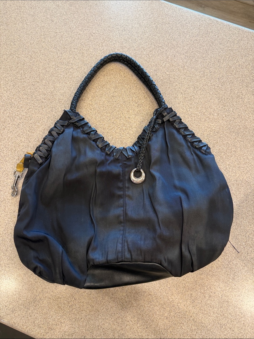 Black Women's Braided Handle Hobo Bag Donald J Pliner